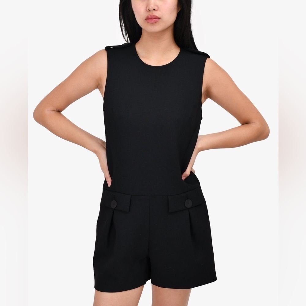 Rachel Zoe Black Romper Mini Tailored Heritage Prep Preppy Career Interview Cute